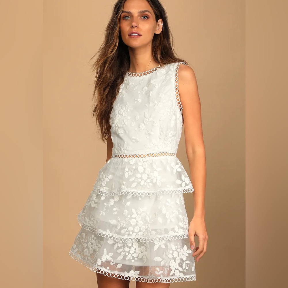 Lulu's White Floral Mini Dress - Picture 4 of 10
